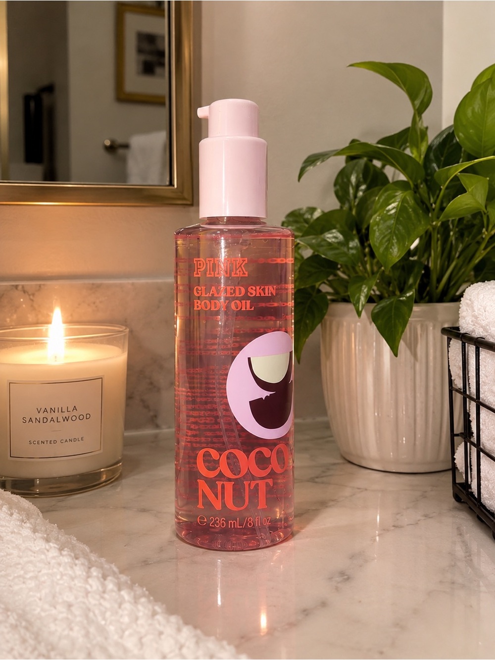 VICTORIA’S SECRET PINK Coconut Glazed Skin Body Oil 8 oz NEW
